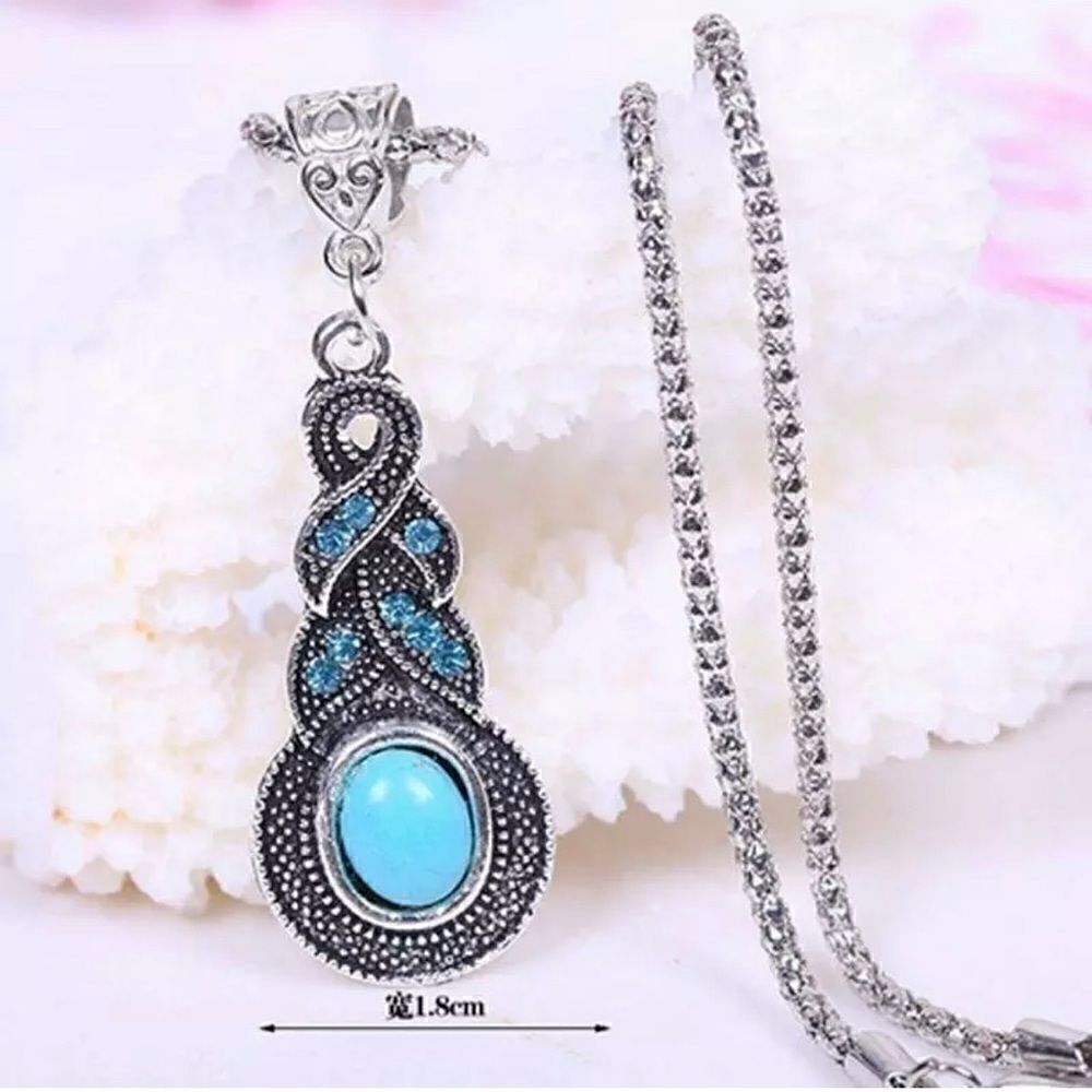 Silver Turquoise Necklace - Picture 3 of 5
